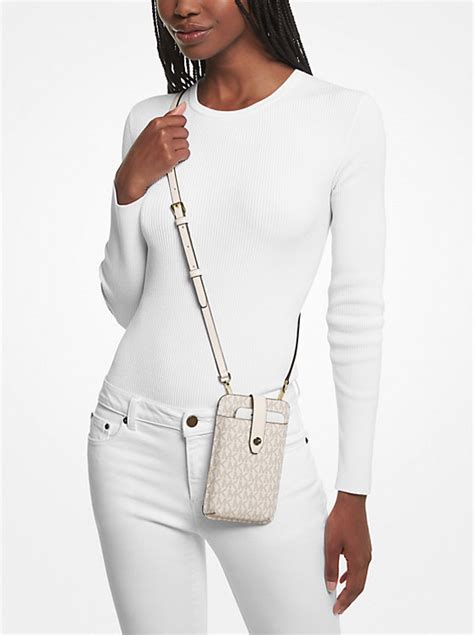 michael kors phone crossbody zwart met zilver logo|Logo Smartphone Crossbody Bag .